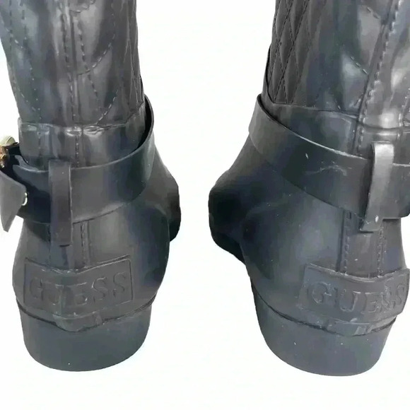 Guess Los Angeles Lulue Mid Calf Quilted Black Rain Boot Womens Size 7 - Picture 6 of 16